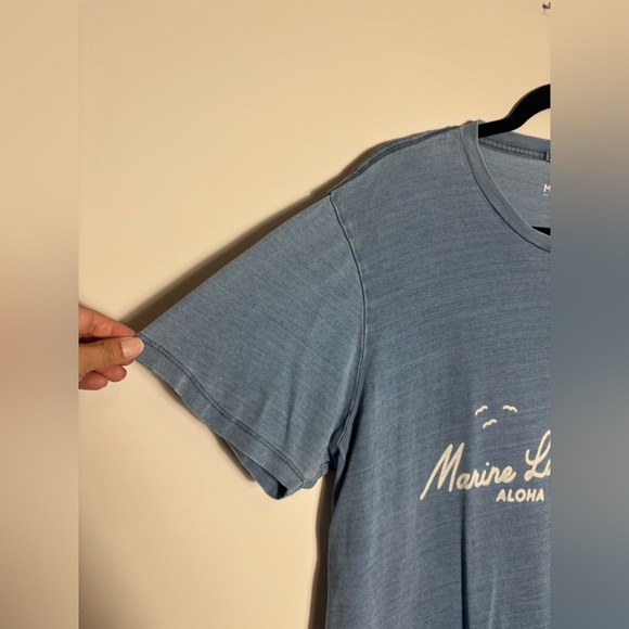 Marine Layer Aloha Graphic Tee Light Blue Crewneck Pullover Size Medium/Large - Picture 4 of 6